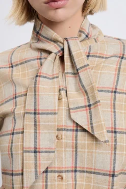 ETAM Chemise avec détail à nouer avec coton BEIGE