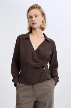 Online ETAM Chemise cache-cœur MARRON