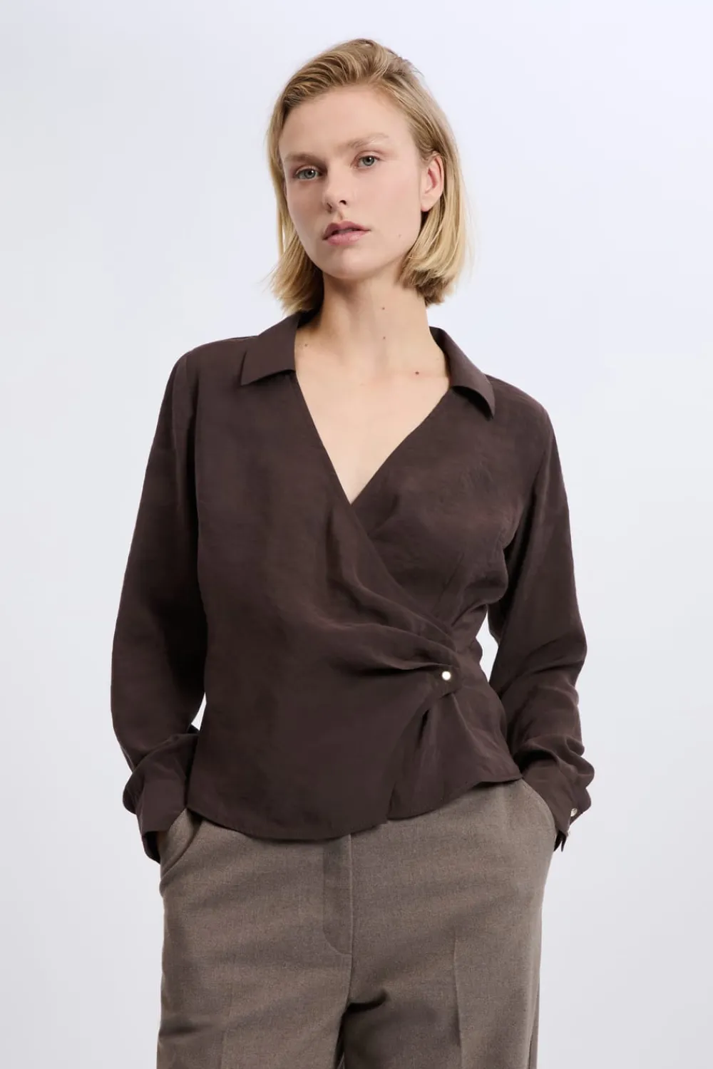 Online ETAM Chemise cache-cœur MARRON