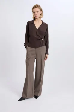 Online ETAM Chemise cache-cœur MARRON