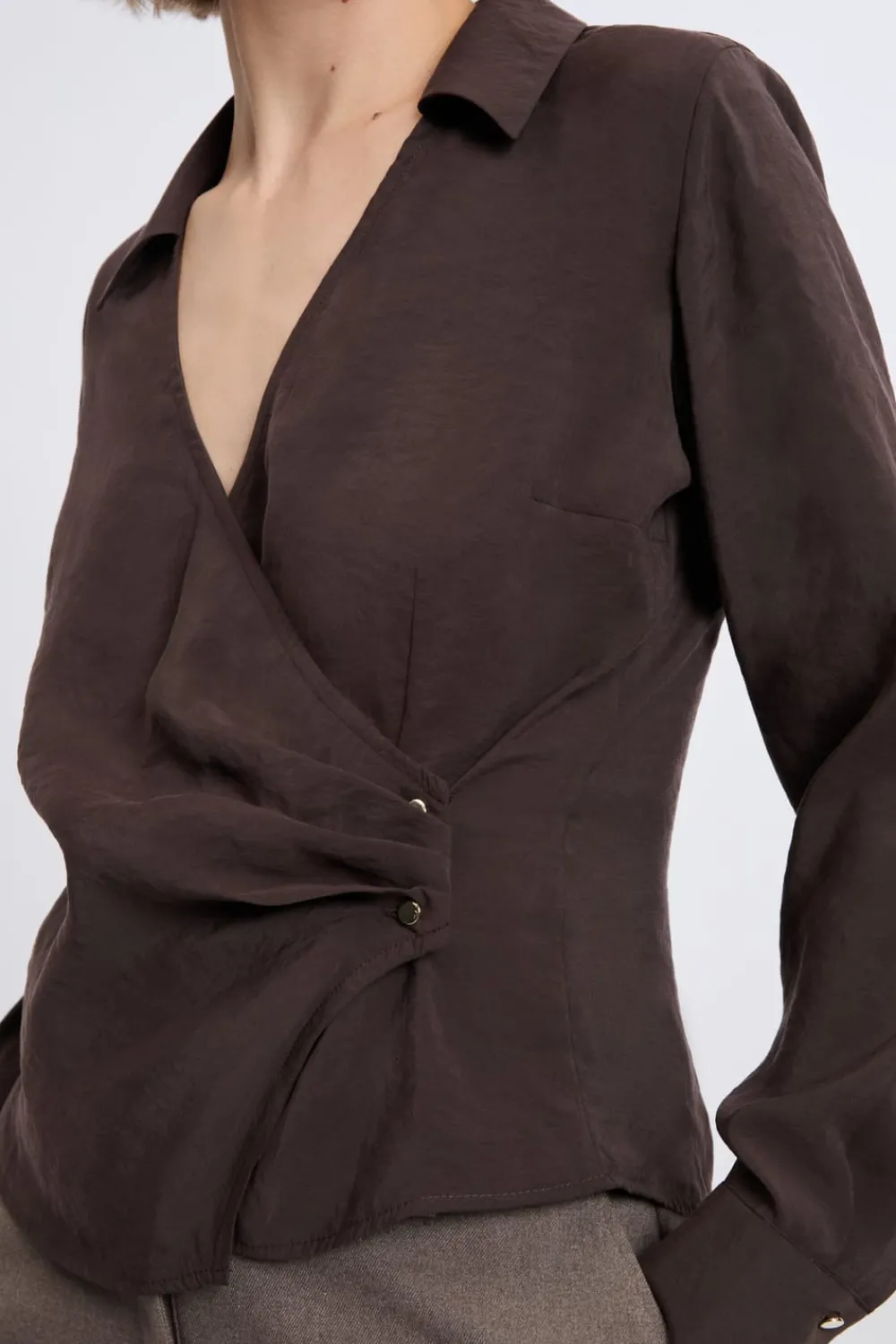 Online ETAM Chemise cache-cœur MARRON