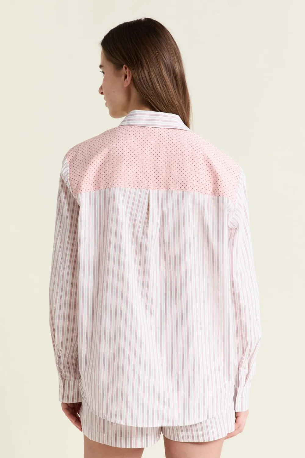 Best ETAM Chemise de pyjama à rayures avec coton ROSE