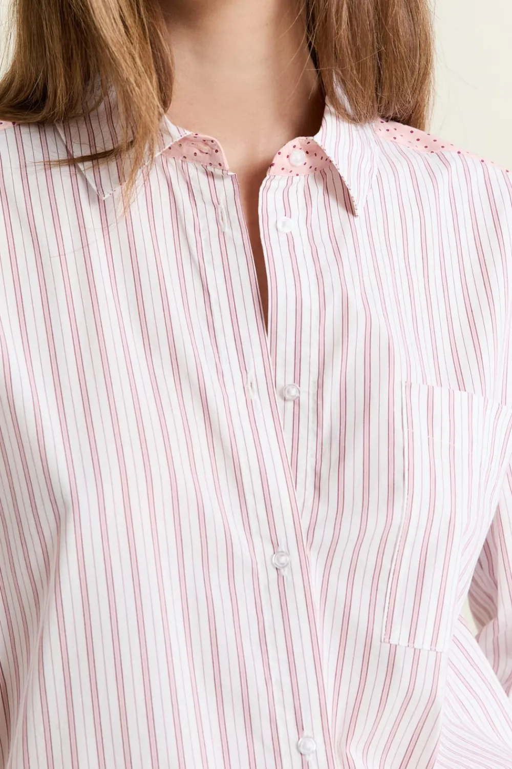 Best ETAM Chemise de pyjama à rayures avec coton ROSE