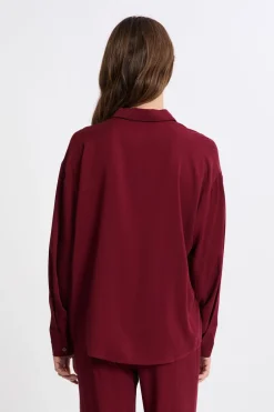ETAM Chemise de pyjama manches longues BORDEAUX GRENAT