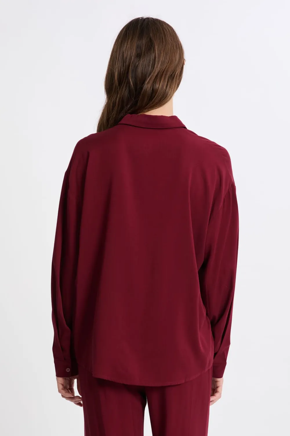 ETAM Chemise de pyjama manches longues BORDEAUX GRENAT