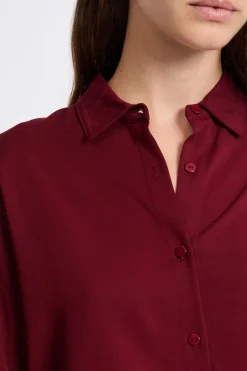 ETAM Chemise de pyjama manches longues BORDEAUX GRENAT