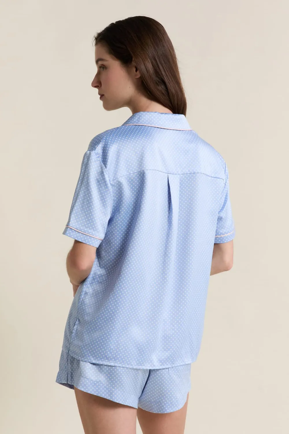 Best ETAM Chemise de pyjama satinée à pois IMP BLEU VERT