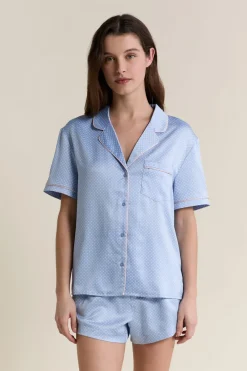 Best ETAM Chemise de pyjama satinée à pois IMP BLEU VERT