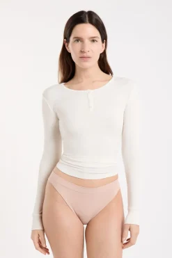 Clearance ETAM Cómodo tanga de algodón NATURAL