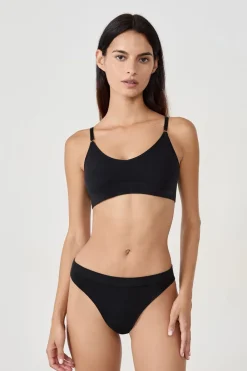 Discount ETAM Cómodo tanga de algodón NEGRO