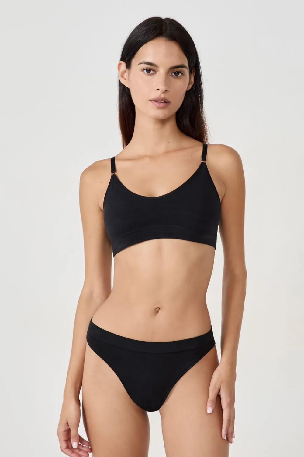 Discount ETAM Cómodo tanga de algodón NEGRO