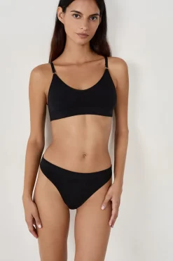 Discount ETAM Cómodo tanga de algodón NEGRO