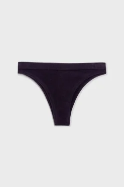 Discount ETAM Cómodo tanga de algodón NEGRO