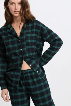 Online ETAM Conjunto de pijama de 2 piezas a cuadros de algodón MARINO