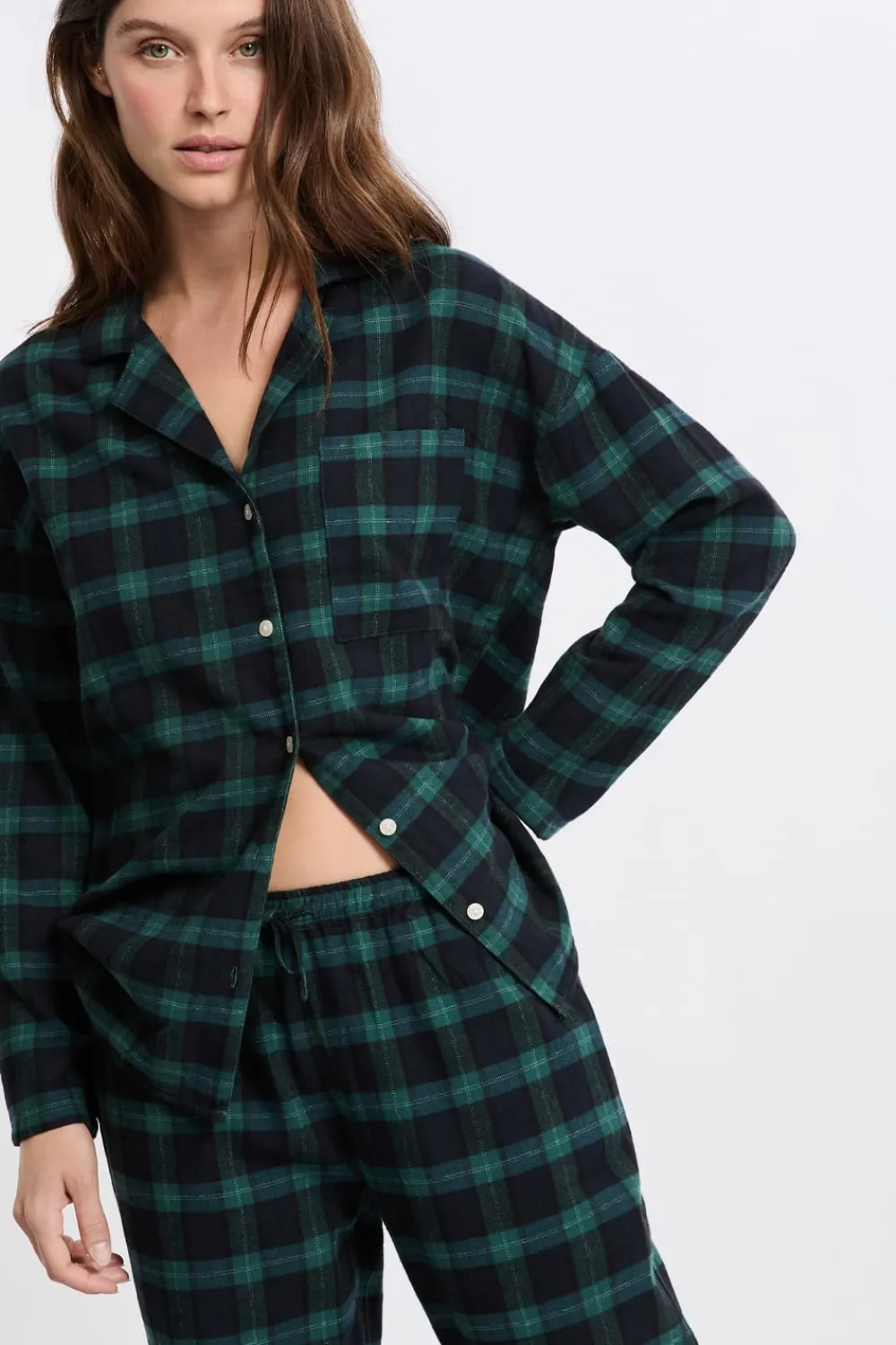 Online ETAM Conjunto de pijama de 2 piezas a cuadros de algodón MARINO