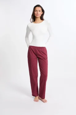 New ETAM Conjunto de pijama de 3 piezas con estampado y algodón BURDEOS GRANATE