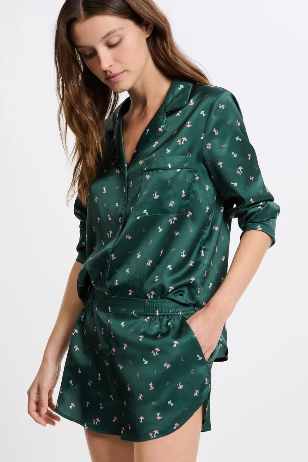 Online ETAM Conjunto de pijama de 2 piezas con estampado efecto satén IMP FOND VERT