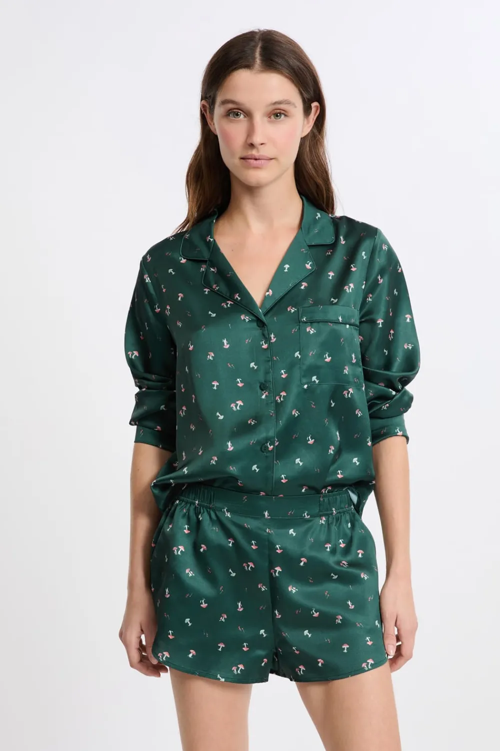 Online ETAM Conjunto de pijama de 2 piezas con estampado efecto satén IMP FOND VERT