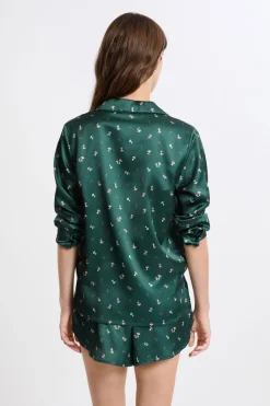 Online ETAM Conjunto de pijama de 2 piezas con estampado efecto satén IMP FOND VERT