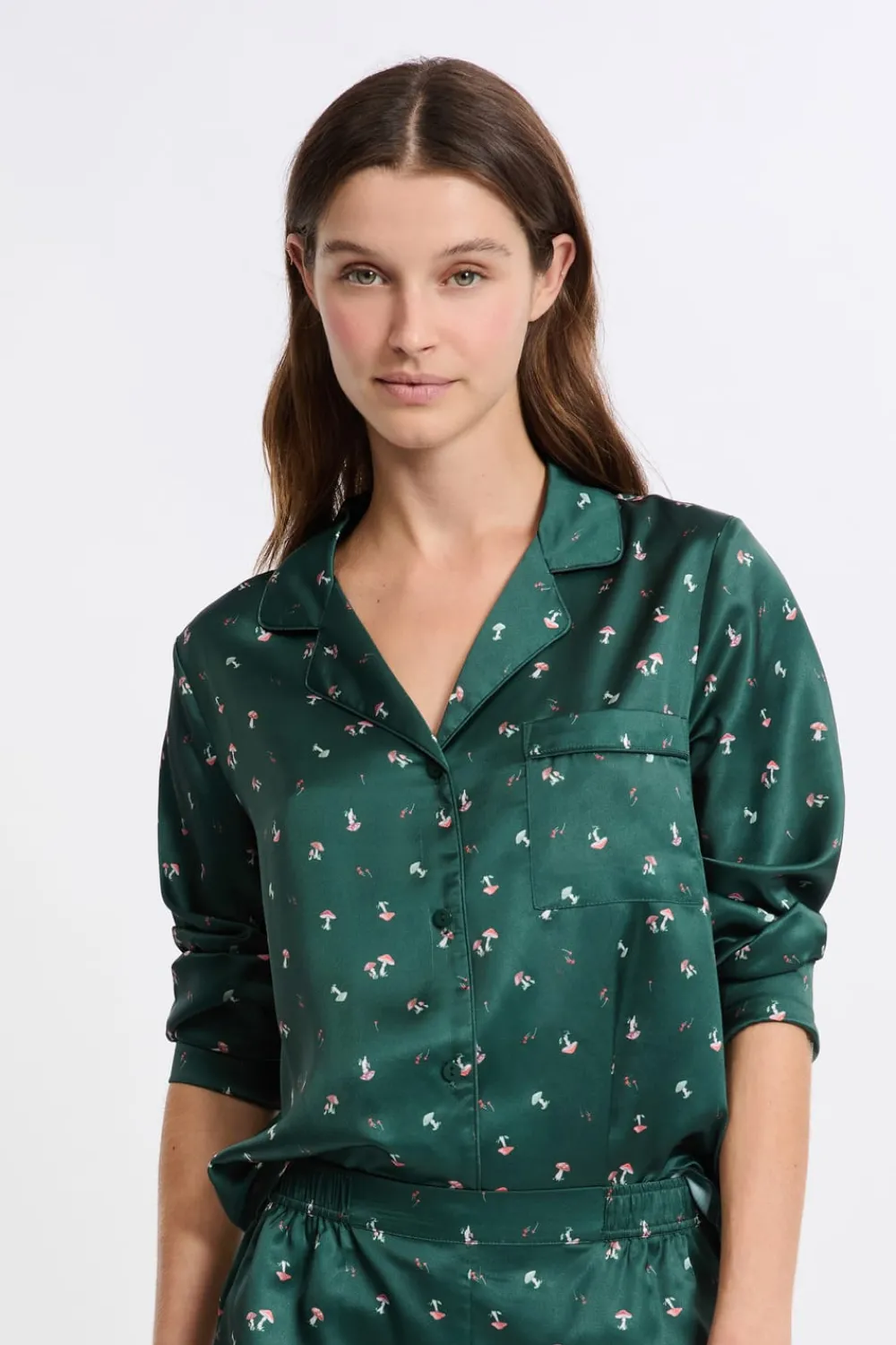 Online ETAM Conjunto de pijama de 2 piezas con estampado efecto satén IMP FOND VERT