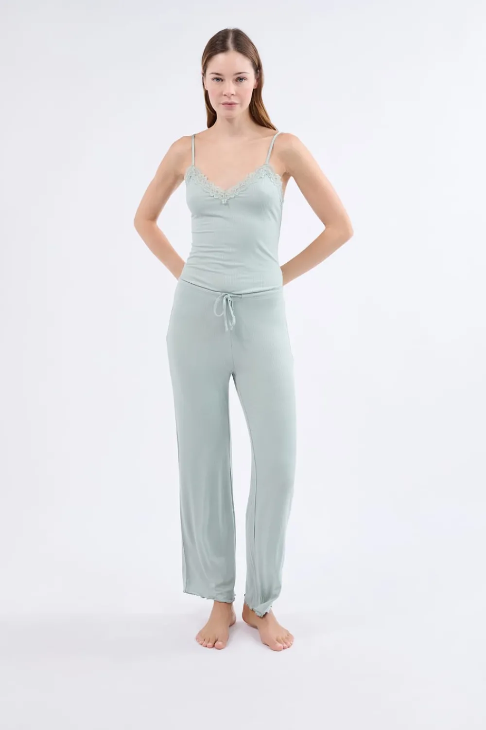 Outlet ETAM Conjunto de pijama de 2 piezas de punto fino AZUL CLARO