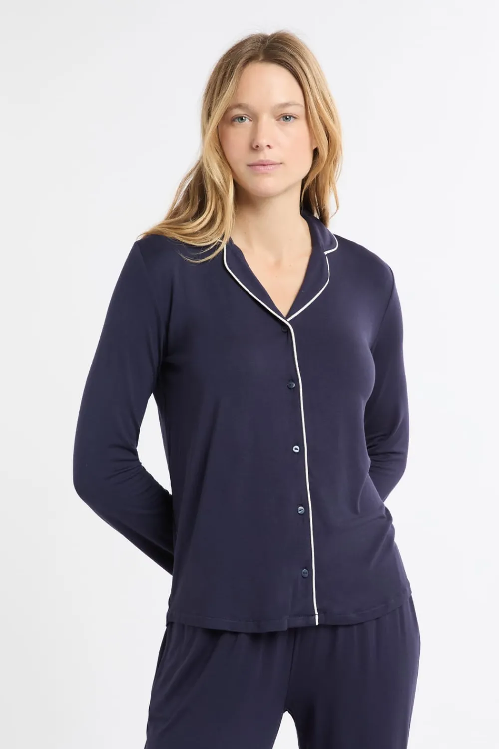ETAM Conjunto de pijama de 2 piezas de manga larga marino
