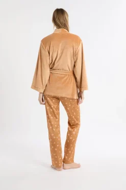 New ETAM Conjunto de pijama de 3 piezas de satén con estampado floral IMP FD MARR&Oacute;N