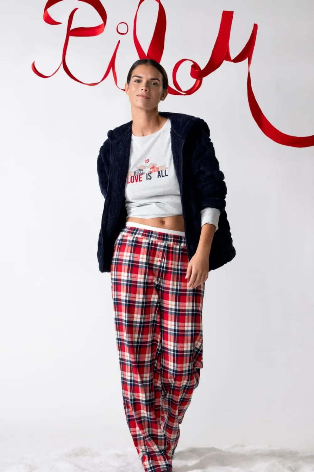 Clearance ETAM Conjunto de pijama de 3 piezas con estampado y algodón MARINO