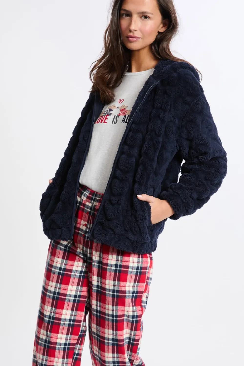 Clearance ETAM Conjunto de pijama de 3 piezas con estampado y algodón MARINO