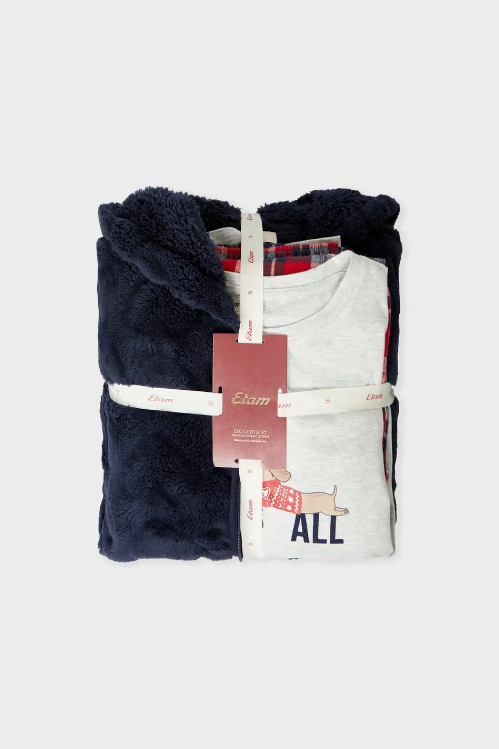 Clearance ETAM Conjunto de pijama de 3 piezas con estampado y algodón MARINO