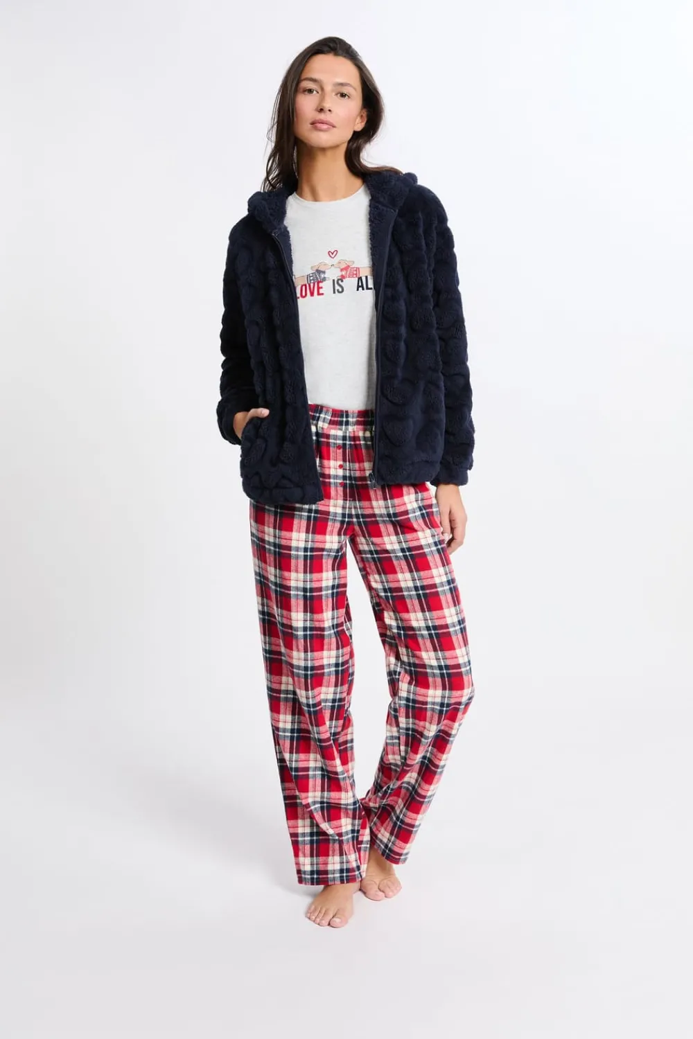 Clearance ETAM Conjunto de pijama de 3 piezas con estampado y algodón MARINO