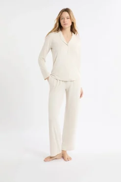 Sale ETAM Conjunto de pijama de 2 piezas de manga larga BEIGE