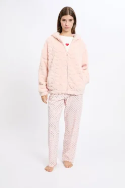Best ETAM Conjunto de pijama de 3 piezas con estampado de algodón ROSA