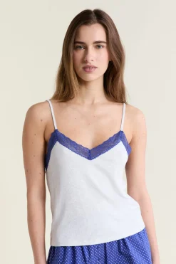Clearance ETAM Débardeur bicolore avec détails dentelle GRIS CLAIR
