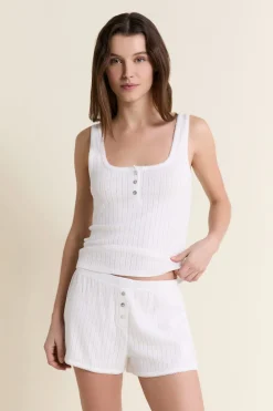 Online ETAM Débardeur de pyjama en coton en pointelle ECRU
