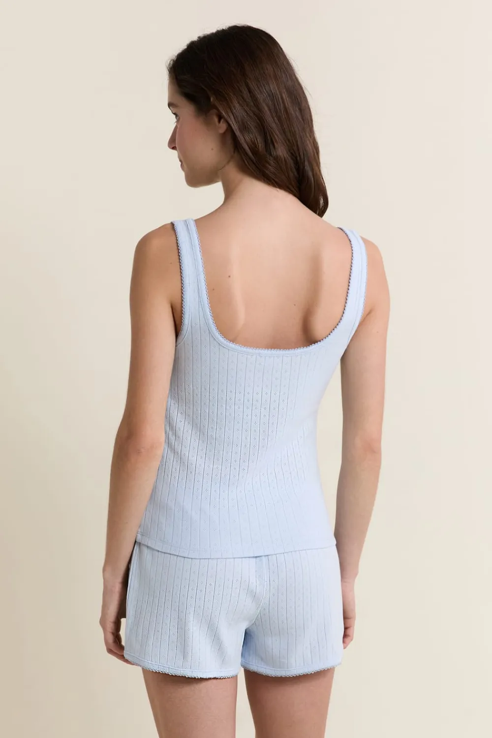 Best ETAM Débardeur de pyjama en coton en pointelle BLEU AZUR