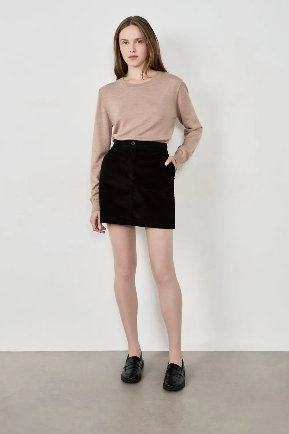 Outlet ETAM Falda corta de terciopelo NEGRO