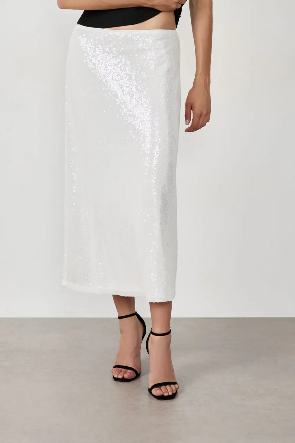 Sale ETAM Falda de lentejuelas BLANCO