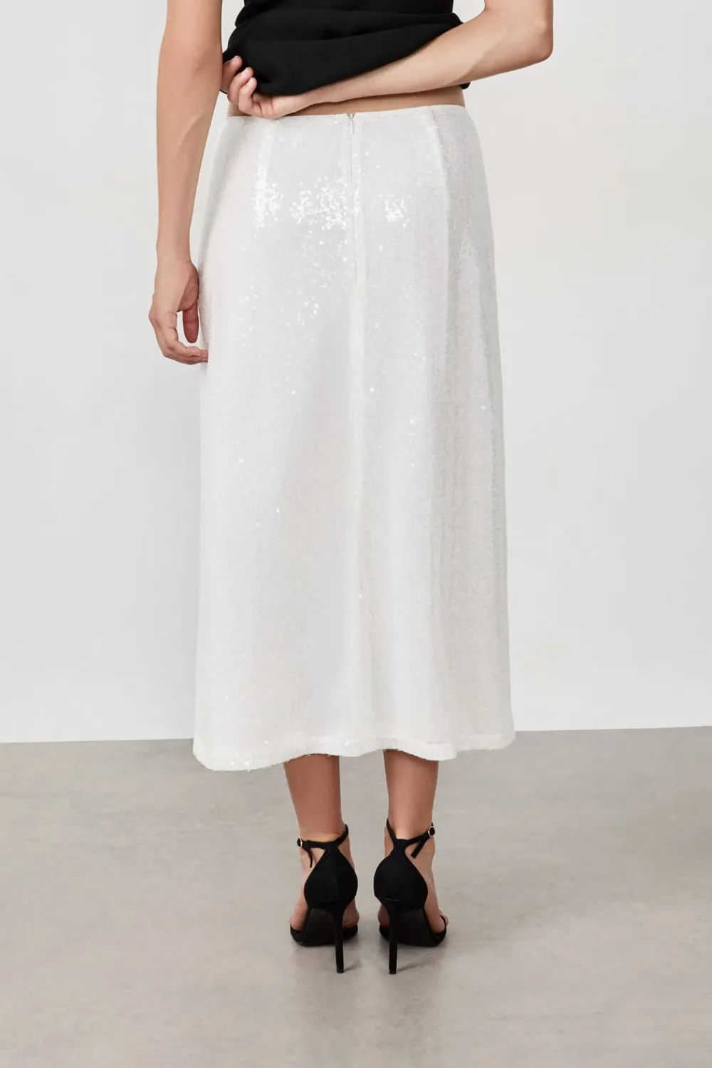 Sale ETAM Falda de lentejuelas BLANCO