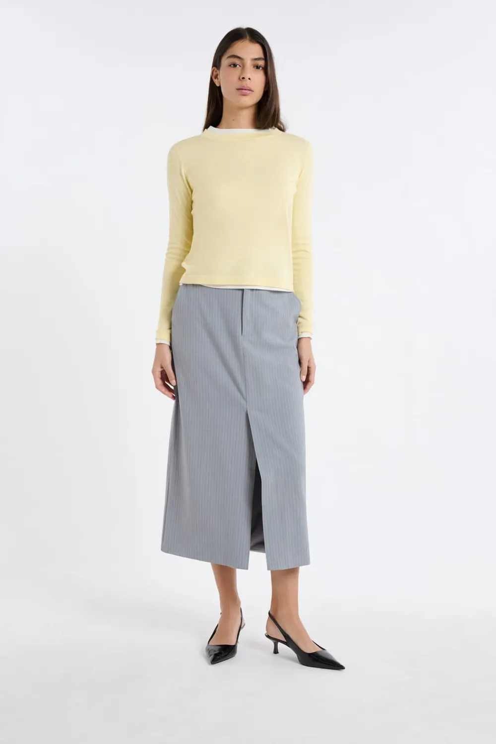 Best ETAM Falda larga a rayas GRIS