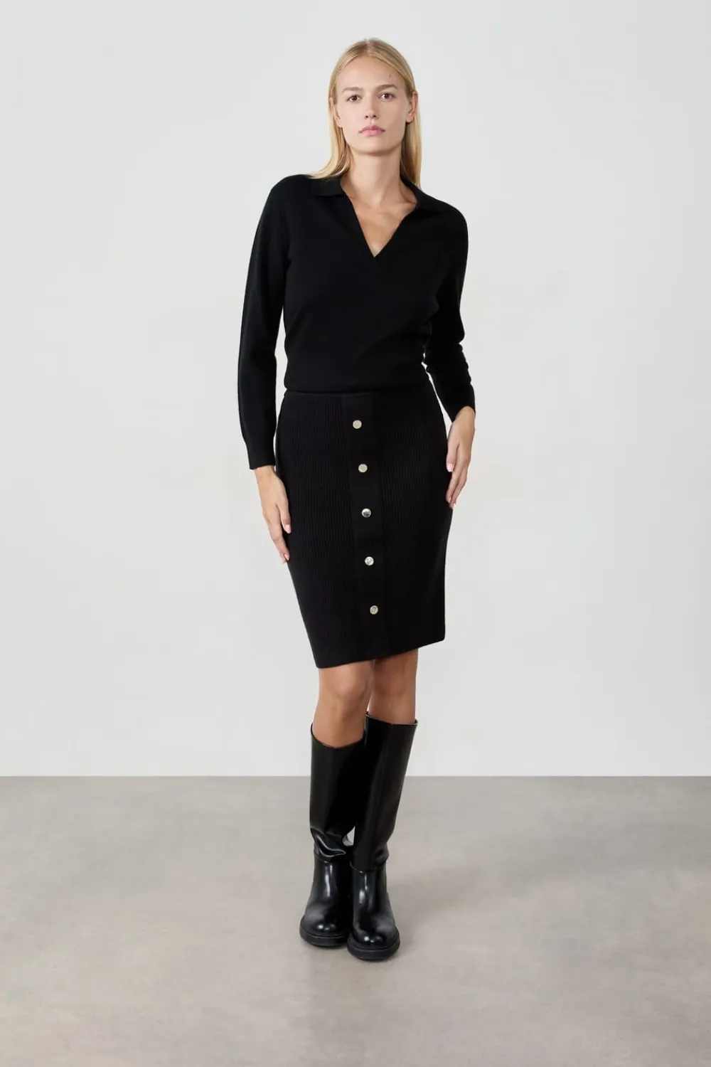 Outlet ETAM Falda larga abotonada NEGRO