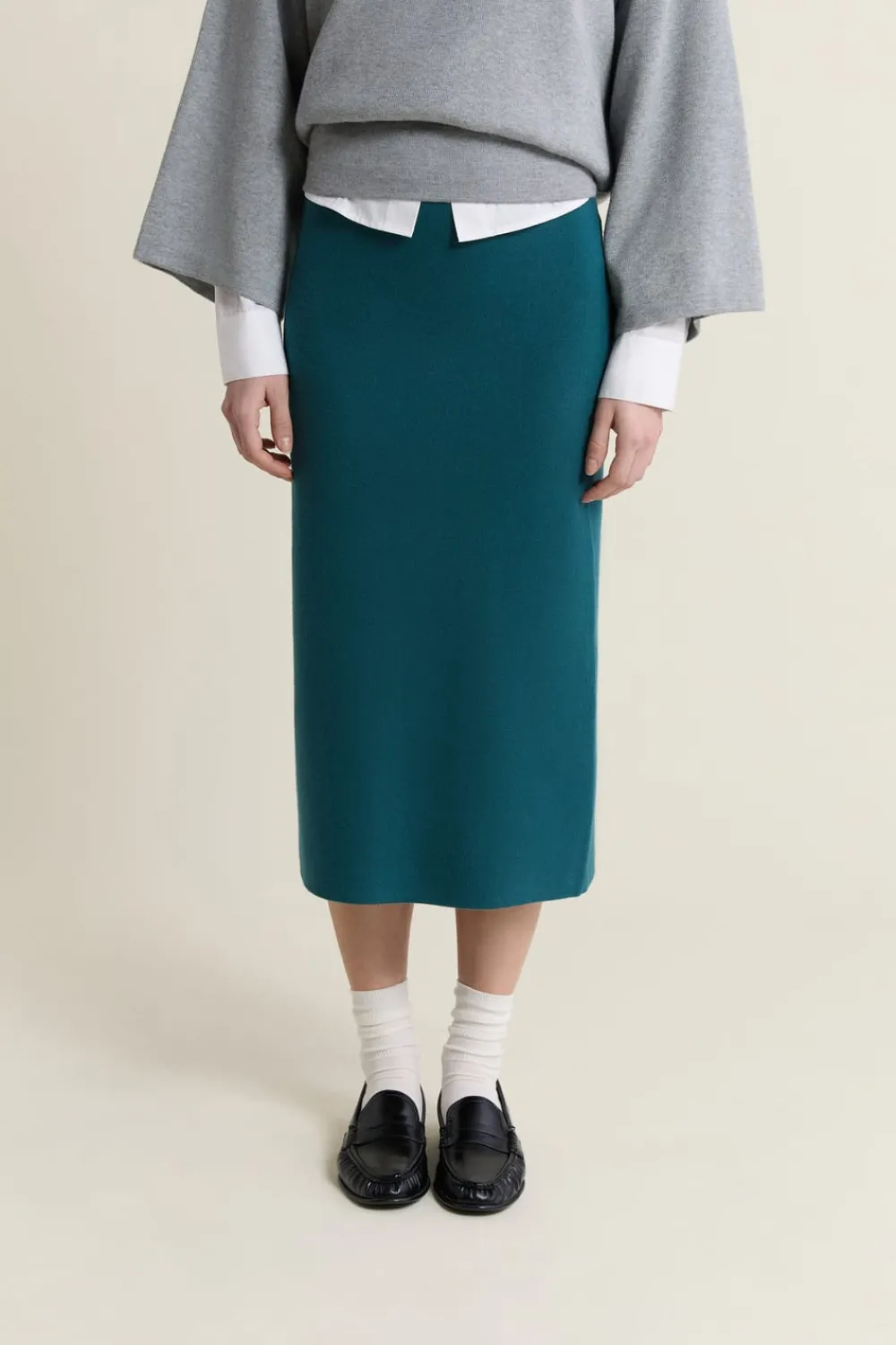 ETAM Falda larga de punto VERDE PATO