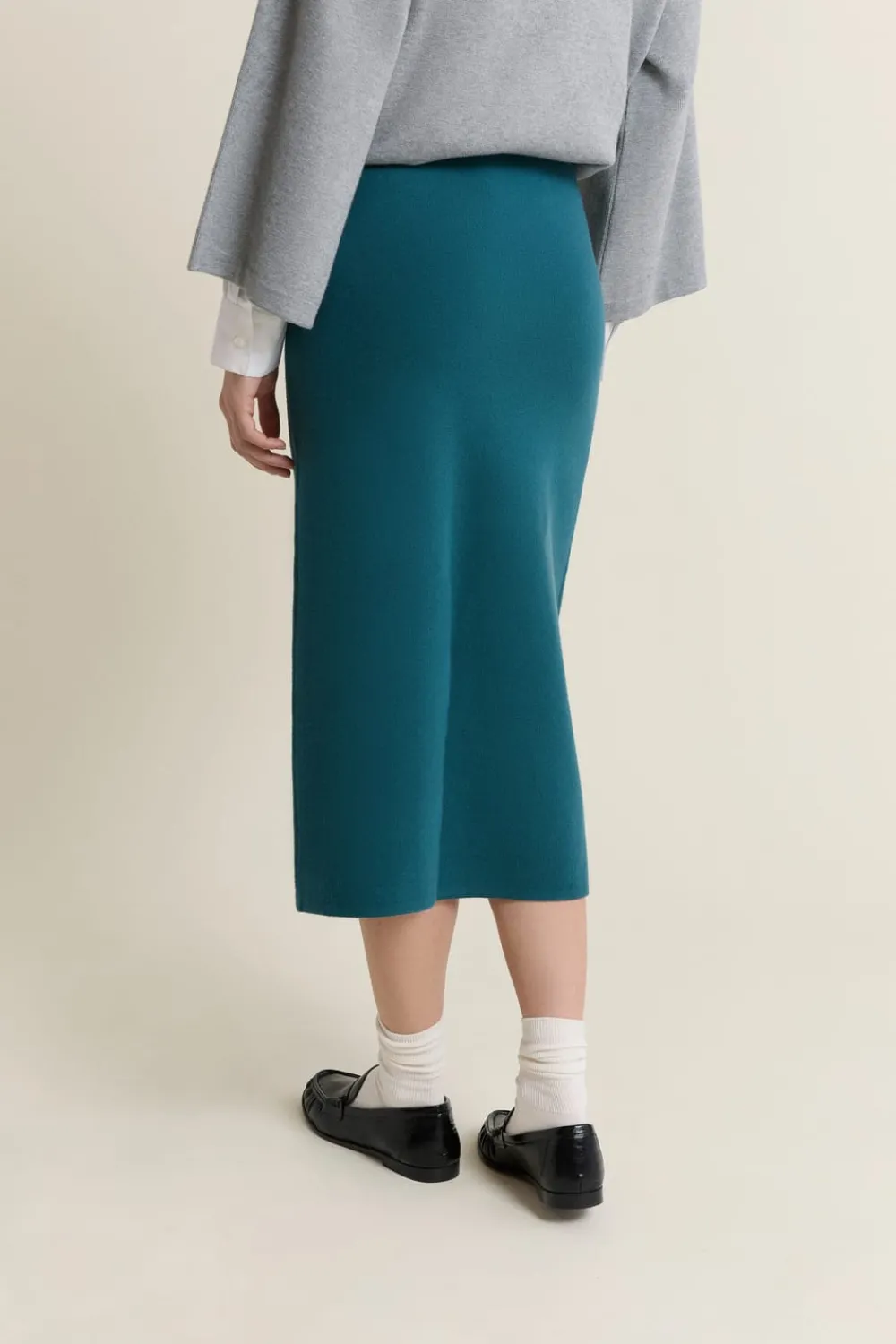 ETAM Falda larga de punto VERDE PATO