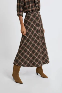 Hot ETAM Falda larga estampada de algodón HENNA