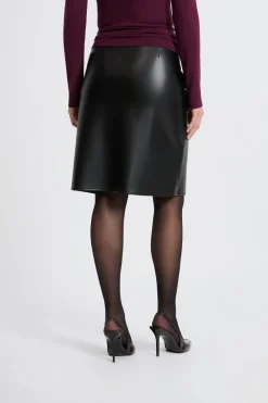 Hot ETAM Falda midi efecto cuero NEGRO