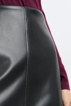 Hot ETAM Falda midi efecto cuero NEGRO