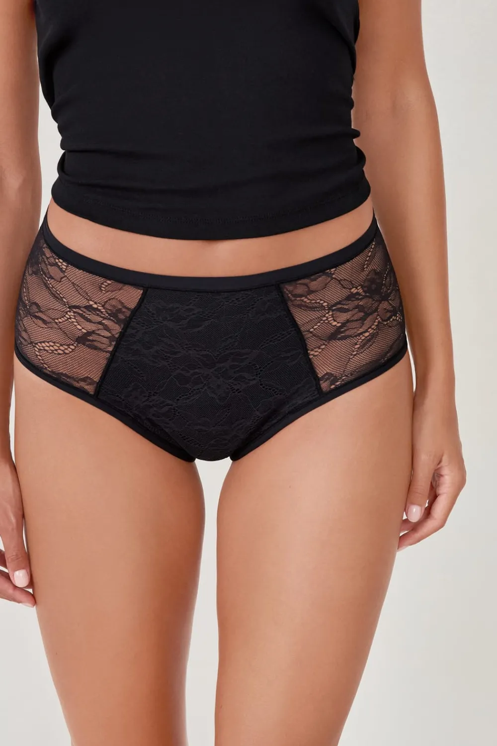 Online ETAM Flujo abundante - braguitas menstruales de talle alto NEGRO
