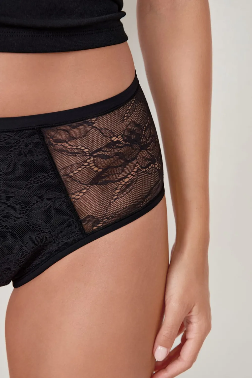 Online ETAM Flujo abundante - braguitas menstruales de talle alto NEGRO