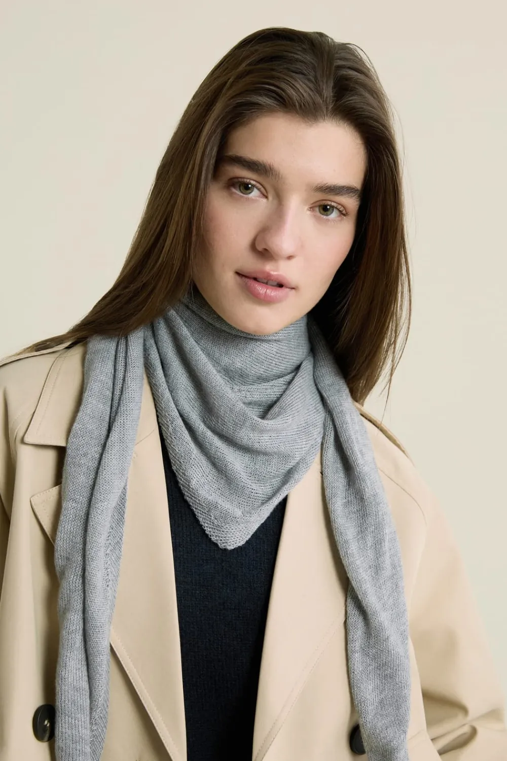 Clearance ETAM Foulard triangle en maille GRIS CLAIR