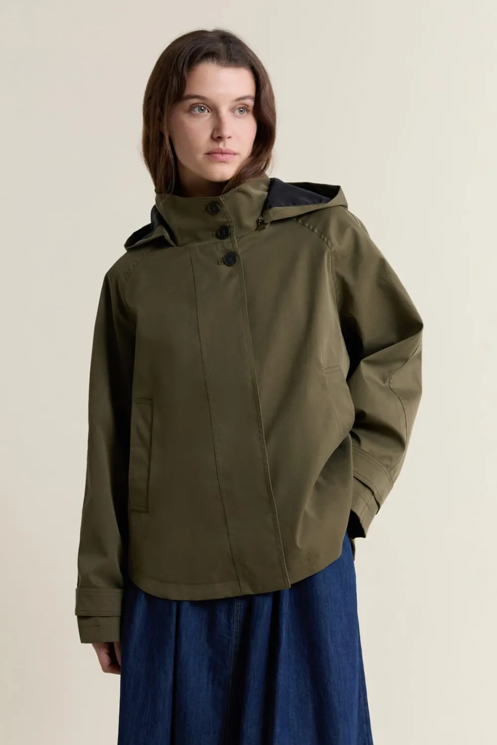 New ETAM Gabardina con capucha y algodón CAQUI